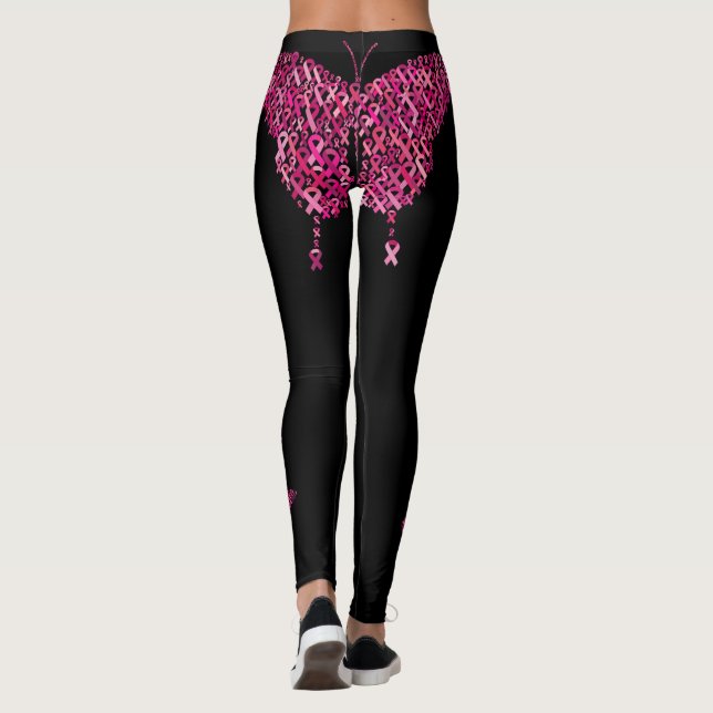 Breast Cancer Pink Ribbon Leggings (Back)