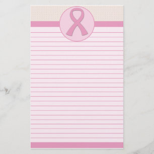 Breast Cancer Pink Ribbon Lined Stationery