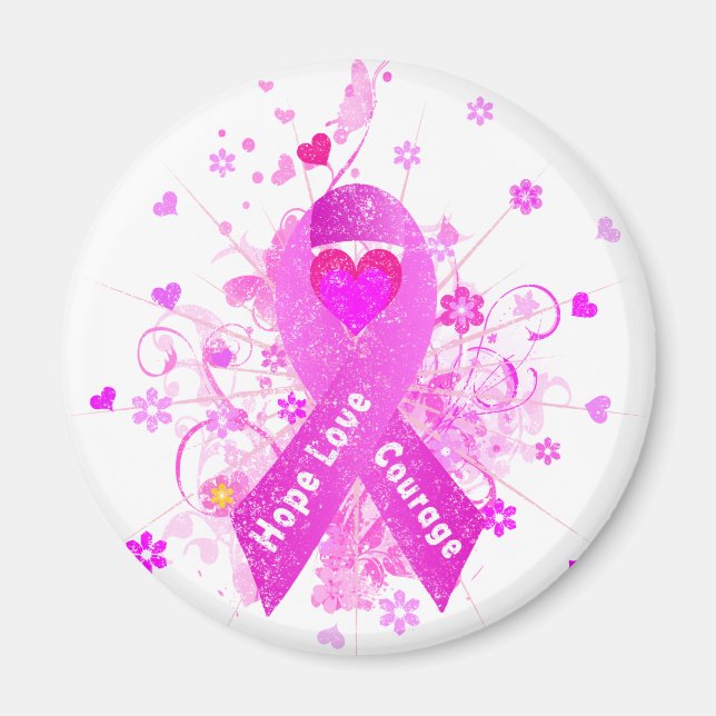 Breast Cancer Pink Ribbon Magnet (Front)