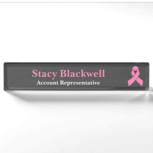 Breast Cancer Pink Ribbon Name Plate