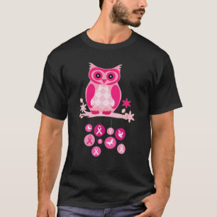 Breast Cancer Pink Ribbon Owl Breast Cancer Awaren T-Shirt