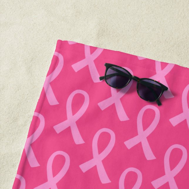 Breast Cancer Pink Ribbon Pattern Beach Towel (In Situ)