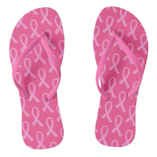 Breast Cancer Pink Ribbon Pattern Jandals