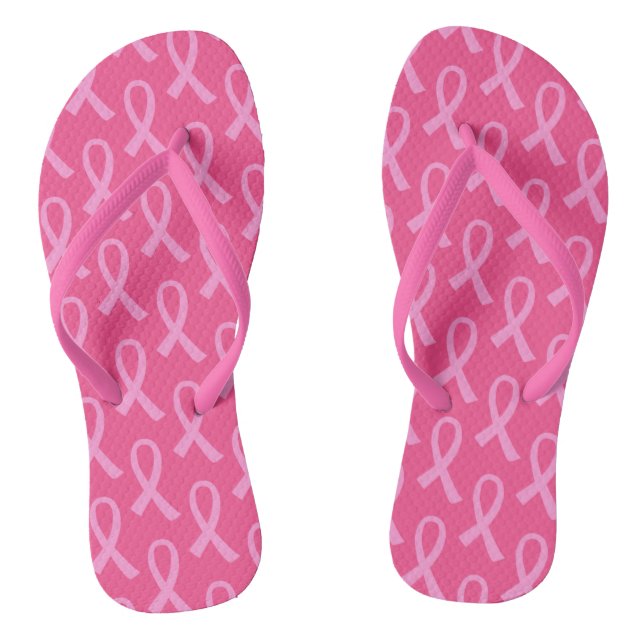 Breast Cancer Pink Ribbon Pattern Jandals (Footbed)