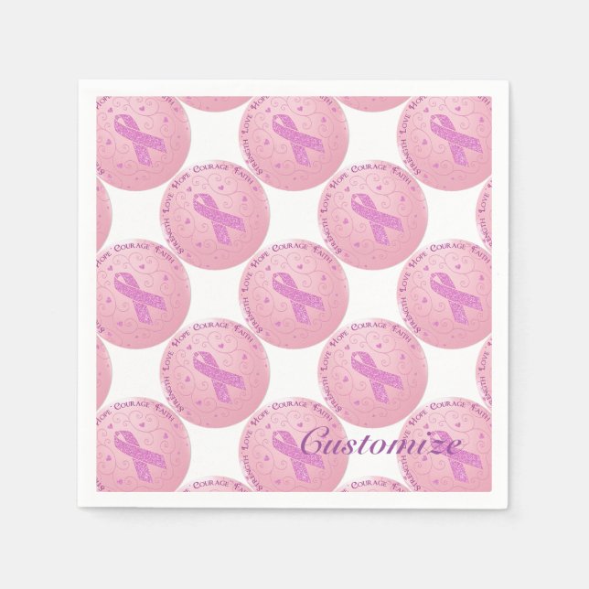 Breast Cancer Pink Ribbon Pattern Napkins (Front)