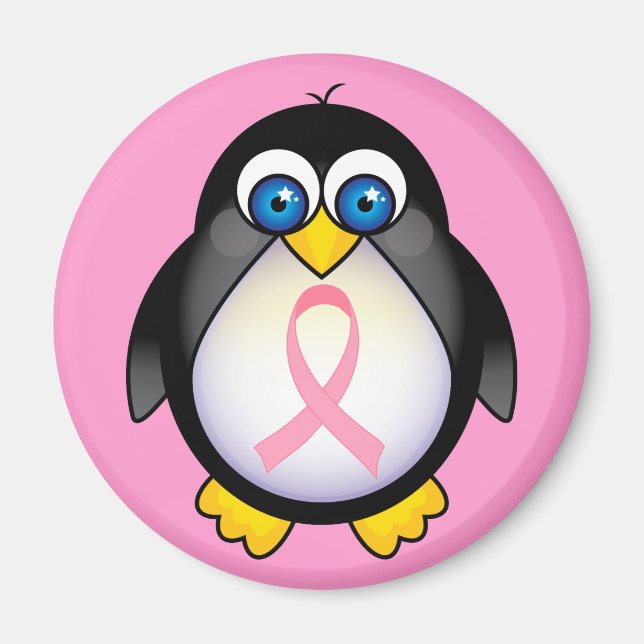 Breast Cancer Pink Ribbon Penguin Gift Magnet (Front)