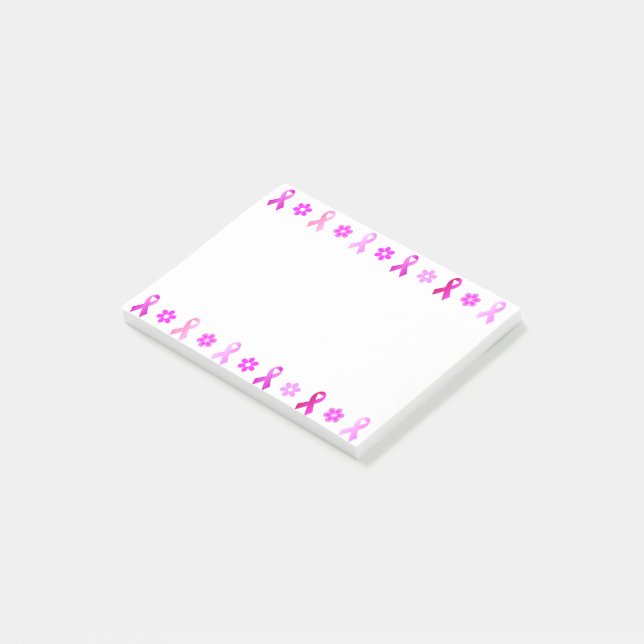 Breast Cancer Pink Ribbon Post-it Notes (Angled)