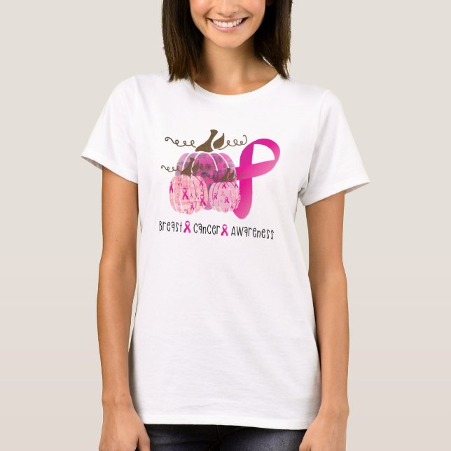 Breast Cancer Pink Ribbon Pumpkin October Pumpkins T-Shirt (Front)