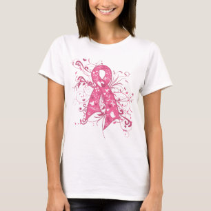 Breast Cancer Pink Ribbon Scroll T-Shirt