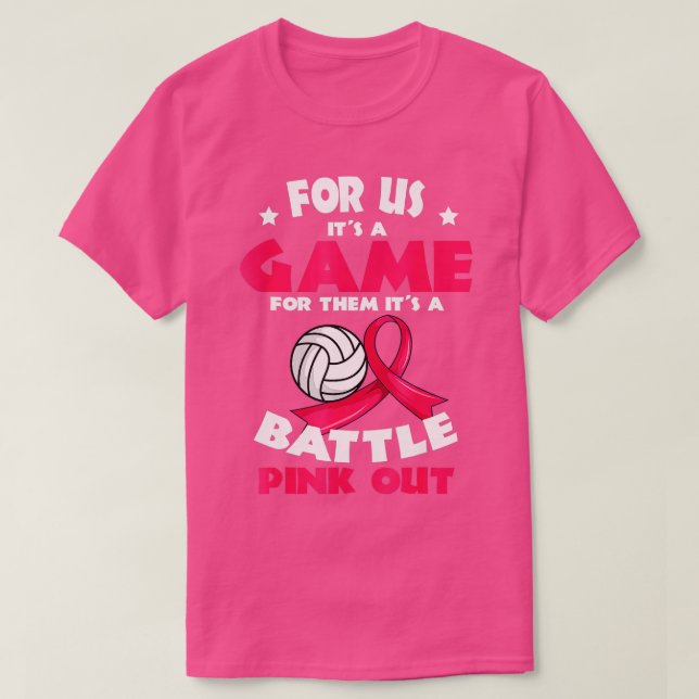 Breast Cancer Pink Ribbon Volleyball Awareness Cos T-Shirt (Design Front)