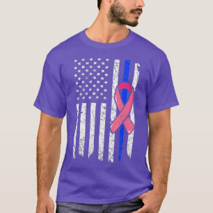 Breast Cancer Police American Flag Pink Ribbon Fi T-Shirt
