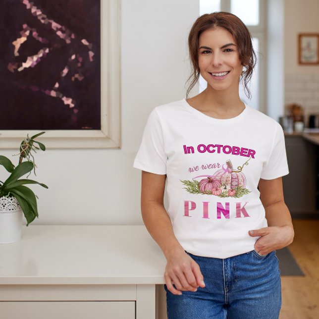 Breast cancer pumpkin Awareness Month we wear Pink T-Shirt (Creator Uploaded)