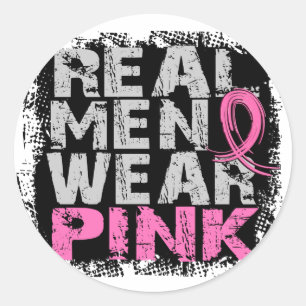 Breast Cancer Real Men Wear Pink Classic Round Sticker