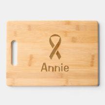 Breast Cancer Ribbon Etched Wooden Cutting Board