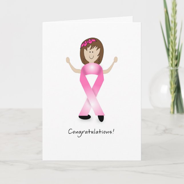 Breast Cancer Ribbon Girl - Last Radiation Card (Front)