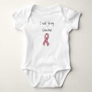 breast cancer ribbon, I "walk" for my Grandma! Baby Bodysuit