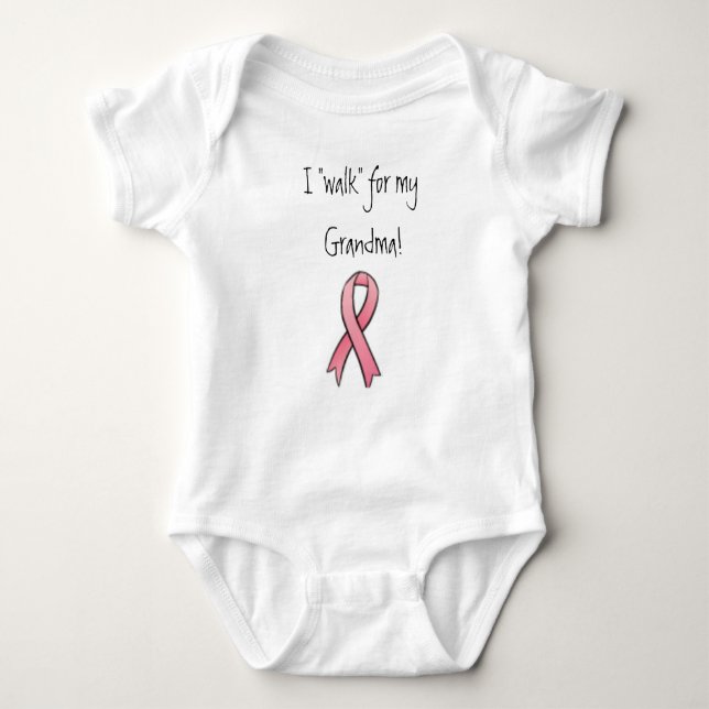 breast cancer ribbon, I "walk" for my Grandma! Baby Bodysuit (Front)