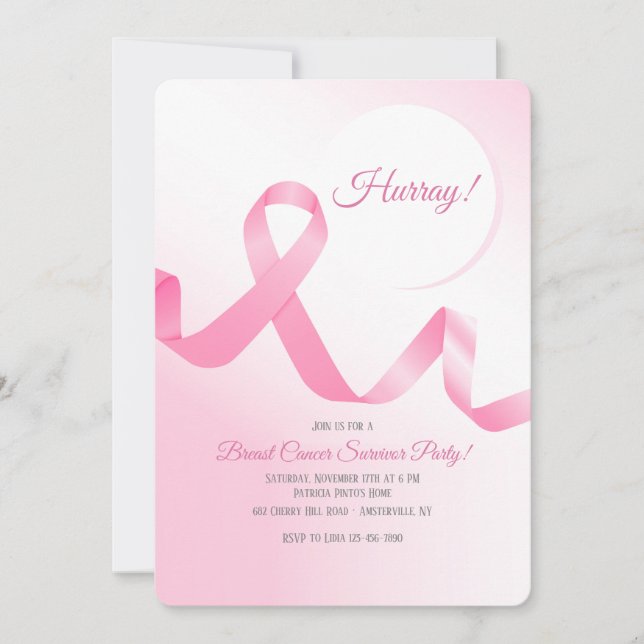 Breast Cancer Ribbon Invitation (Front)