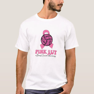 Breast Cancer Ribbon Pink Out Volleyball Pink Ribb T-Shirt