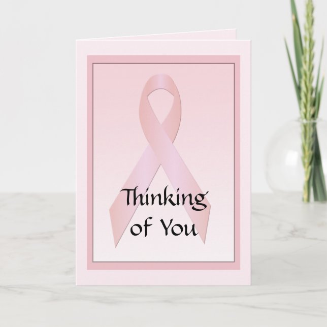 Breast Cancer Ribbon Thinking of You Greeting Card (Front)