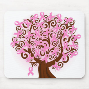Breast Cancer Ribbon Tree Mouse Pad