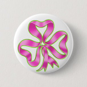 Breast Cancer Shamrock Ribbon 6 Cm Round Badge