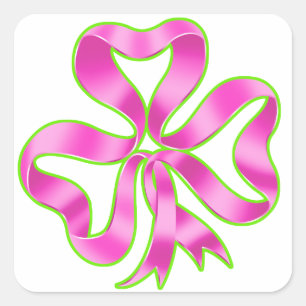 Breast Cancer Shamrock Ribbon Square Sticker