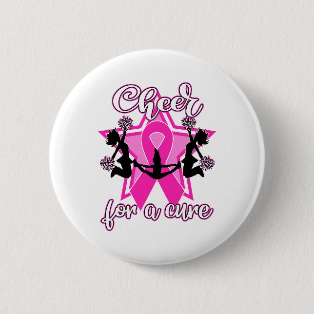 Breast Cancer Shirt Pink Ribbon Cheerleader  6 Cm Round Badge (Front)