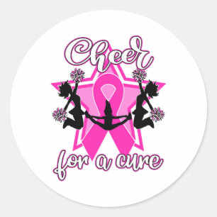 Breast Cancer Shirt Pink Ribbon Cheerleader Classic Round Sticker