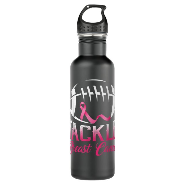 Breast Cancer Shirts For Women Tackle Cancer Footb 710 Ml Water Bottle (Front)