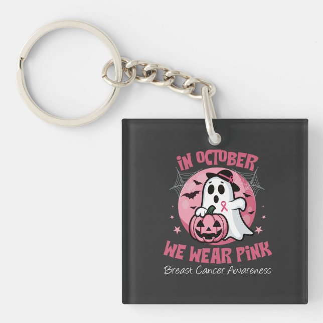 Breast Cancer Shirts Women Halloween In October We Key Ring (Front)