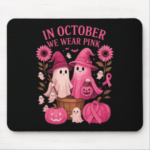 Breast Cancer Shirts Women Halloween In October We Mouse Pad