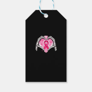 Breast Cancer Skeleton Hand Heart Sign Ribbon Awar Gift Tags