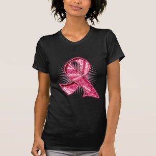 Breast Cancer Slogan Watermark Ribbon T-Shirt