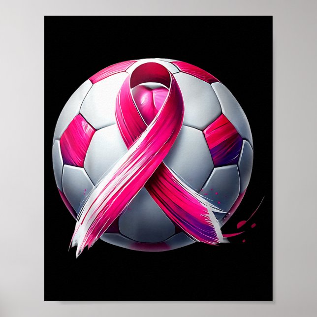 Breast Cancer Soccer Ball Nk Ribbon Kick For A  Poster (Front)