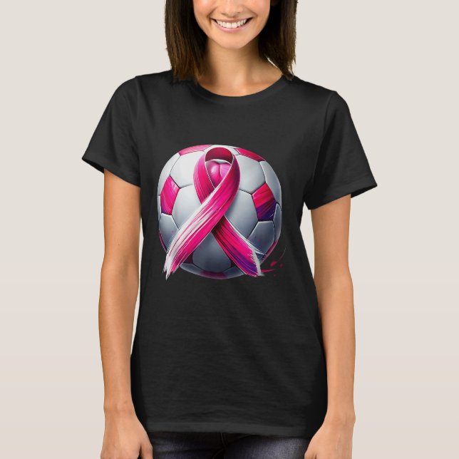 Breast Cancer Soccer Ball Nk Ribbon Kick For A  T-Shirt (Front)
