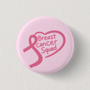 Breast Cancer Squad Pink Awareness Ribbon Heart  3 Cm Round Badge