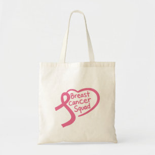 Breast Cancer Squad Pink Awareness Ribbon Heart Tote Bag