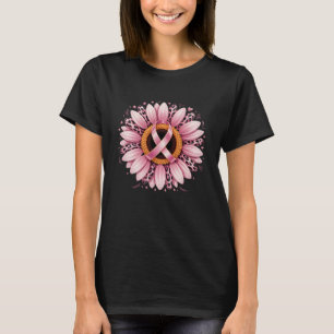 Breast Cancer Sunflower Pink Ribbon Leopard Awaren T-Shirt