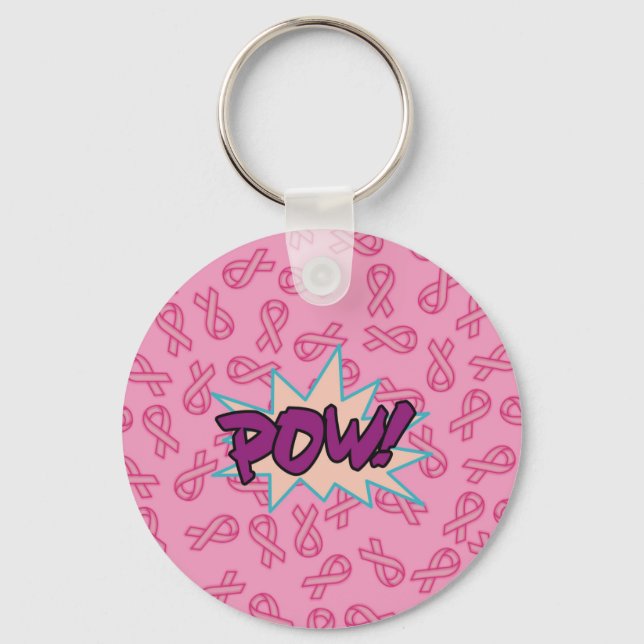 Breast Cancer Super Hero Key Ring (Front)