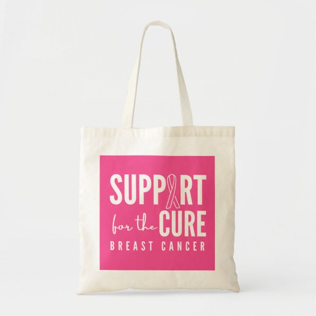 breast cancer support cure Totes Bags Pink (Front)