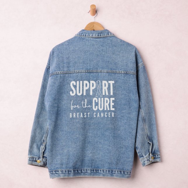 breast cancer support cure Womens Denim Jacket (Hangar)