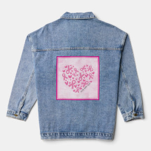 Breast Cancer Support Heart - Pink Ribbons Denim Jacket