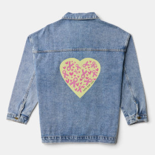 Breast Cancer Support Heart - Pink Ribbons Denim Jacket