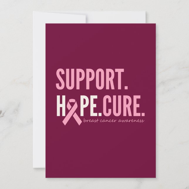 breast cancer support hope cure Invitation Card (Front)