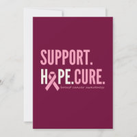 breast cancer support hope cure Invitation Card