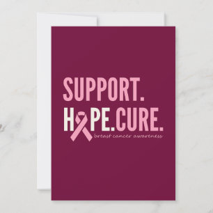 breast cancer support hope cure Invitation Card