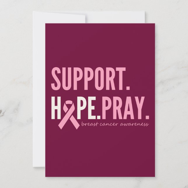 breast cancer support hope pray Invitation Card  (Front)