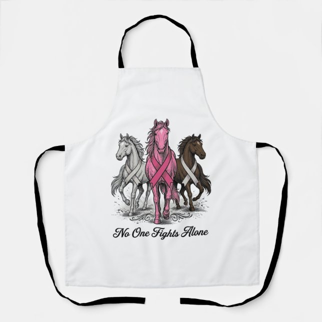 Breast Cancer Support Horse Vector Shirt Design_1 Apron (Front)