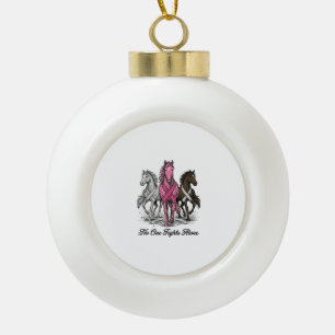 Breast Cancer Support Horse Vector Shirt Design_1 Ceramic Ball Christmas Ornament